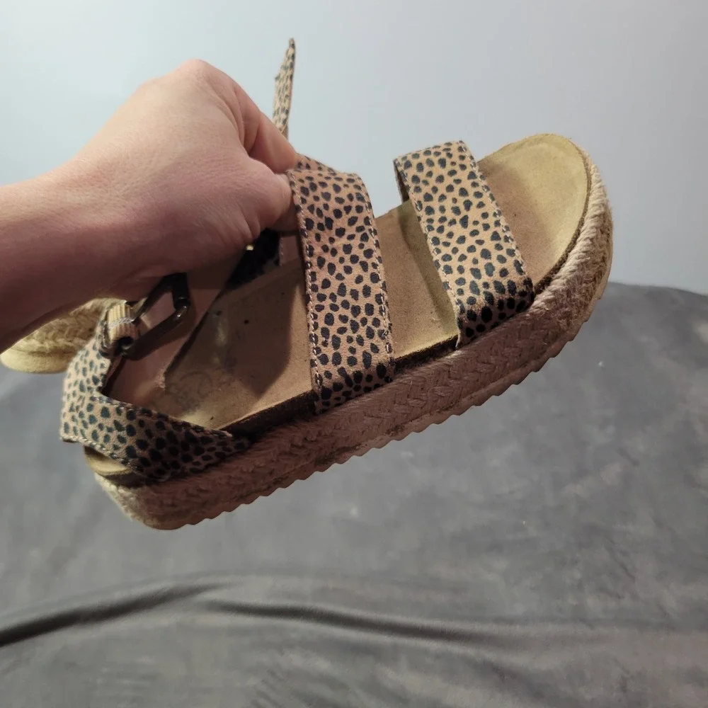 Art Class Girls Cheetah Print Espadrille‎ Platform Sandals Tan Black Size 1